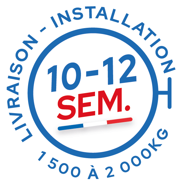 Une livraison et une installation en 10 à 12 semaines de 1500kg à 2000kg